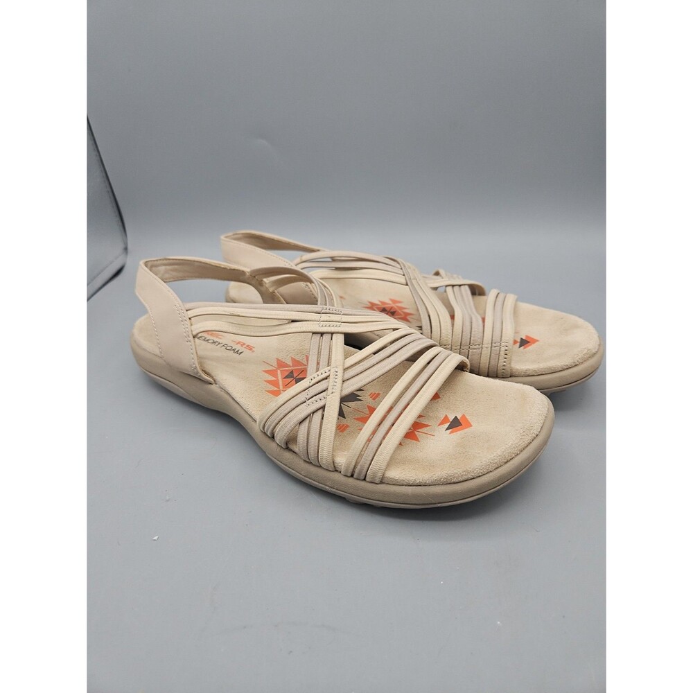 Skechers Reggae Slim Simply Stretch Sling Back Sandals Womens Size 9 Natural